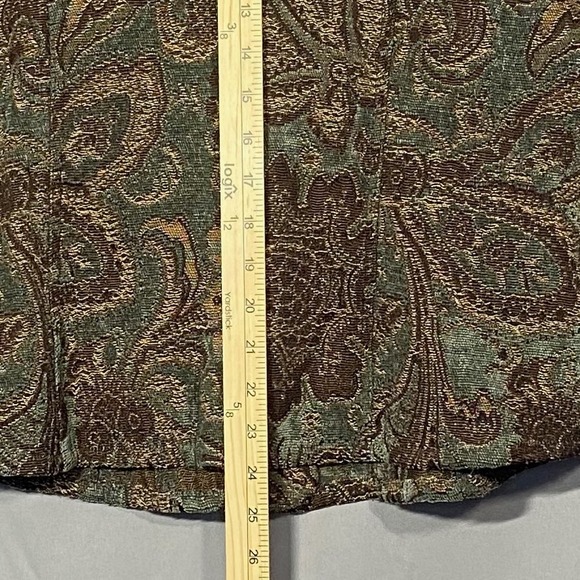Chicos Brocade Paisley Jacket Blazer Women Size 1 Green Brown Button Front - Picture 3 of 10